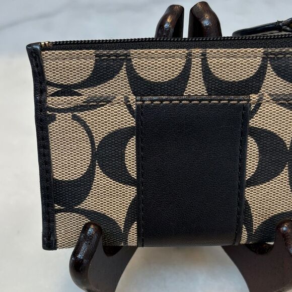 Coach  North South Leather Striped Cardholder Keychain - Picture 5 of 15